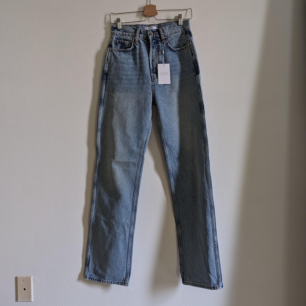 Anine Bing X Helena Christiansen Kat Blue High Rise Jeans
